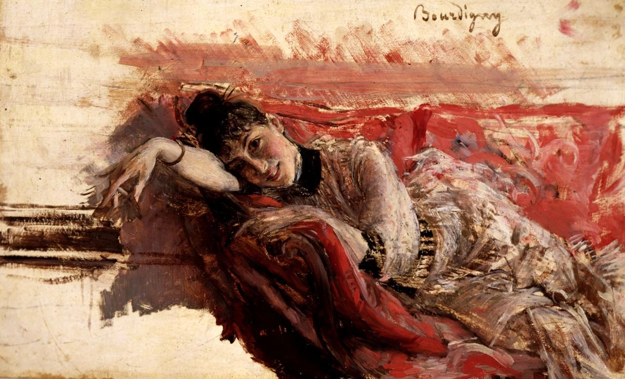 Ritratto di Alaide Banti sul divano rosso - Palazzo Pitti, Firenze
